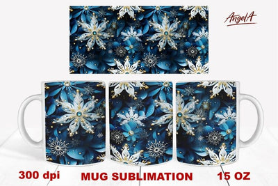 3d christmas mug wrap / christmas 3d snowflakes sublimation Sublimation Angelina Semenova 