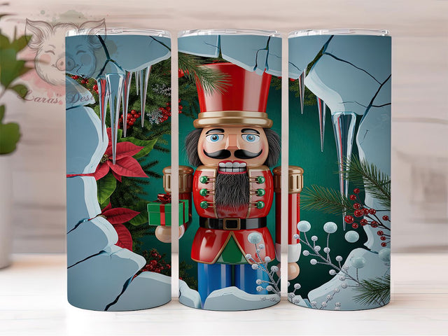 3D Christmas Nutcracker Tumbler, Christmas Nutcracker, Holiday Wrap, Festive Tumbler, Winter Pattern, 20oz Tumbler, Sublimation Print Sublimation Lara' s Designs 