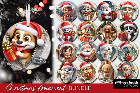 3d Christmas Ornament Bundle Smashed Wall Sublimation Sublimation OrangeBrushStudio 