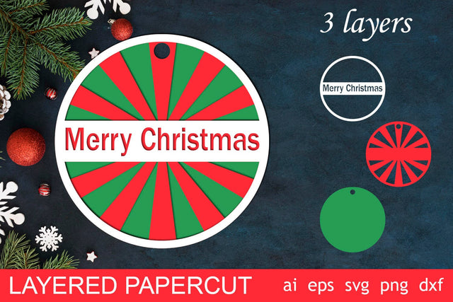 3d Christmas ornament, Christmas round decor svg laser cut 3D Paper AnastasiyaArtDesign 