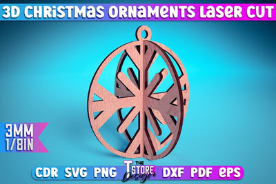 3D Christmas Ornament | Christmas Tree Decoration | Christmas Gift Idea | CNC File SVG The T Store Design 