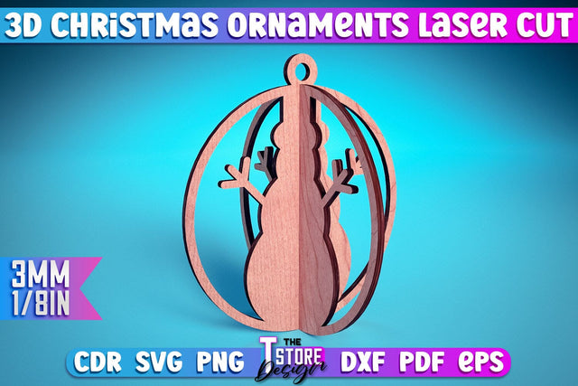 3D Christmas Ornament | Christmas Tree Decoration | Christmas Gift Idea | CNC File SVG The T Store Design 