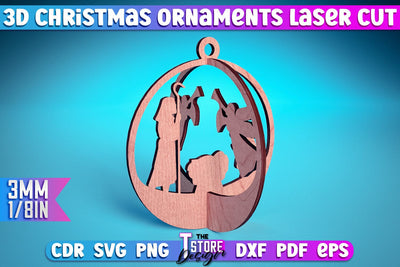 3D Christmas Ornament | Christmas Tree Decoration | Christmas Gift Idea | CNC File SVG The T Store Design 