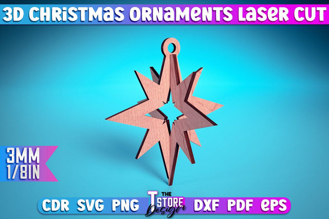 3D Christmas Ornament | Christmas Tree Decoration | Christmas Gift Idea | CNC File SVG The T Store Design 