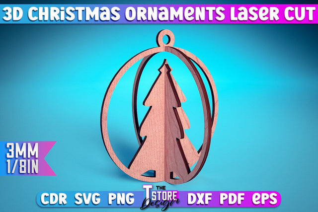 3D Christmas Ornament | Christmas Tree Decoration | Christmas Gift Idea | CNC File SVG The T Store Design 