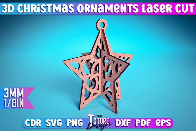 3D Christmas Ornament | Christmas Tree Decoration | Christmas Gift Idea | CNC File SVG The T Store Design 