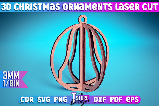 3D Christmas Ornament | Christmas Tree Decoration | Christmas Gift Idea | CNC File SVG The T Store Design 