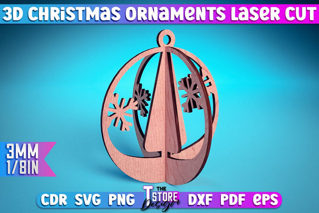 3D Christmas Ornament | Christmas Tree Decoration | Christmas Gift Idea | CNC File SVG The T Store Design 