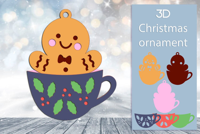 3d Christmas ornament, Layered christmas gingerbread SVG AnastasiyaArtDesign 