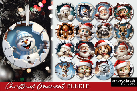 3d Christmas Ornament Sublimation Bundle Smashed Wall 17 PNG Sublimation OrangeBrushStudio 