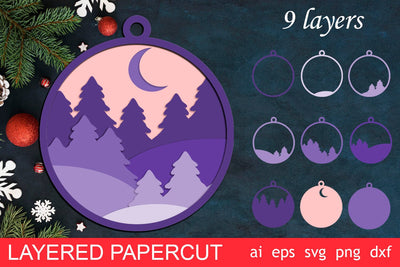 3d christmas ornament svg, Winter scene papercut, Layered decoration 3D Paper AnastasiyaArtDesign 