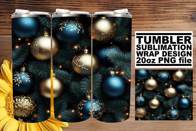 3D Christmas Ornaments Tumbler - 20oz - Holiday Winter Sublimation afrosvg 