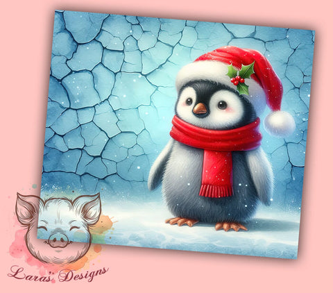 3D Christmas Penguin 20oz Tumbler Png, Straight & Tapered Tumbler Png, Winter Cute Animal Tumbler Png, Digital Download PNG Sublimation Lara' s Designs 