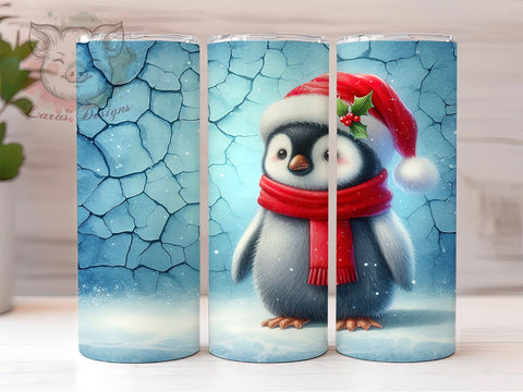 3D Christmas Penguin 20oz Tumbler Png, Straight & Tapered Tumbler Png, Winter Cute Animal Tumbler Png, Digital Download PNG Sublimation Lara' s Designs 