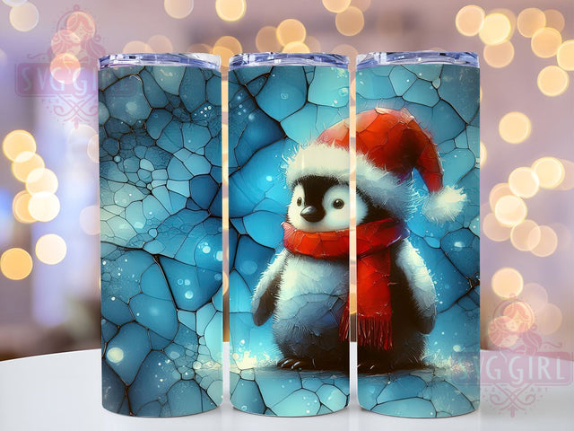 3D Christmas Penguin 20oz Tumbler Wrap Sublimation Design, Straight Tapered Tumbler Wrap, Winter Cute Animal Tumbler Png, Instant Digital Download Sublimation SvggirlplusArt 