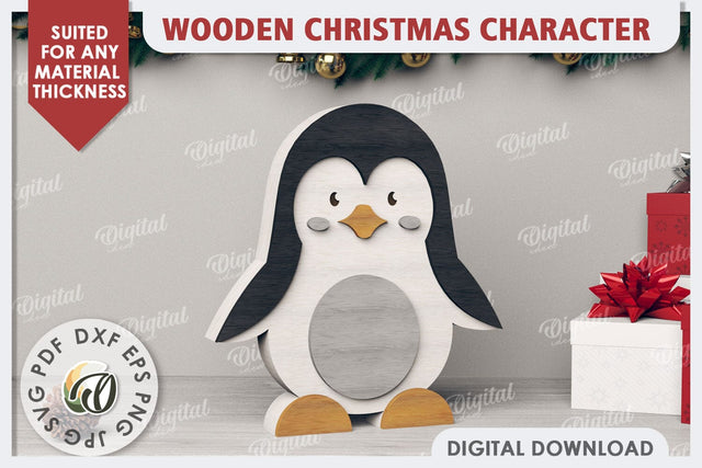 3D Christmas Penguin Laser Cut. Christmas Decor SVG SVG Evgenyia Guschina 