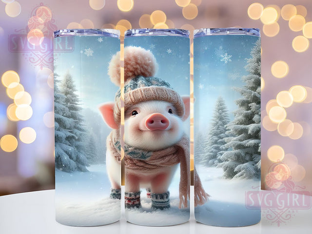 3D Christmas Piglet Tumbler, 3D Winter Wrap, 20oz Tumbler Sublimation, Cute Holiday Animal Design, Festive Farm Sublimation, Snowy Piglet Tumbler, Seasonal Rustic Wrap Sublimation SvggirlplusArt 