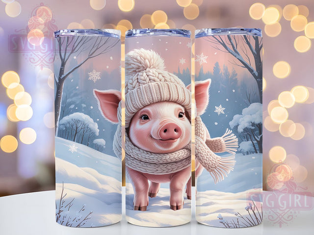 3D Christmas Piglet Tumbler, 3D Winter Wrap, 20oz Tumbler Sublimation, Cute Holiday Animal Design, Festive Farm Sublimation, Snowy Piglet Tumbler, Seasonal Rustic Wrap Sublimation SvggirlplusArt 