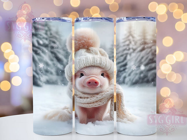 3D Christmas Piglet Tumbler, 3D Winter Wrap, 20oz Tumbler Sublimation, Cute Holiday Animal Design, Festive Farm Sublimation, Snowy Piglet Tumbler, Seasonal Rustic Wrap Sublimation SvggirlplusArt 