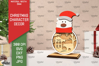 3D Christmas polar bear decor Laser Cut. Xmas layered SVG SVG Evgenyia Guschina 