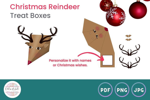 3D Christmas Reindeer Treat Boxes 3D Paper Dots-A-Lot 