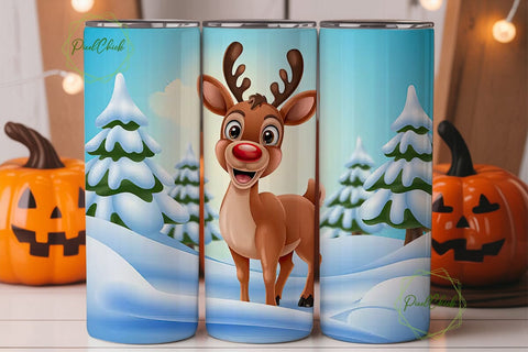 3D Christmas Reindeer Tumbler Wrap Sublimation PixelChick 