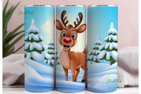 3D Christmas Reindeer Tumbler Wrap Sublimation PixelChick 