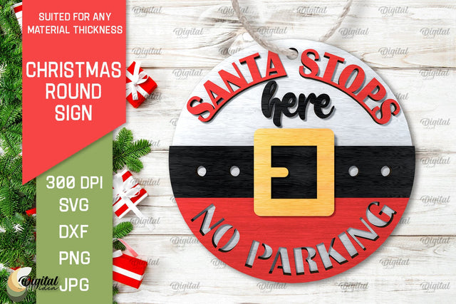 3D Christmas Round Sign Laser Cut SVG Evgenyia Guschina 