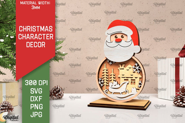 3D Christmas Santa Claus decor Laser Cut. Xmas layered SVG SVG Evgenyia Guschina 