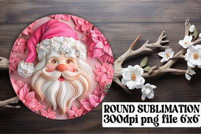3D Christmas Santa Claus Keychain Round Design PNG Sublimation afrosvg 