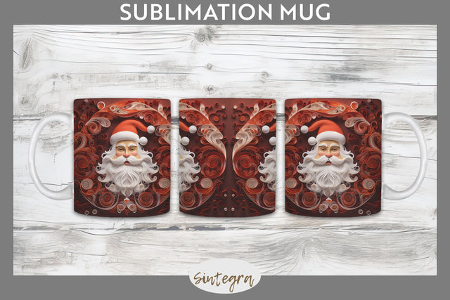 3D Christmas Santa Claus Mug Wrap Sublimation Sublimation Sintegra 