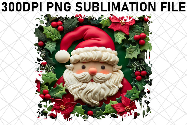 3D Christmas Santa Claus Printable PNG Sublimation afrosvg 