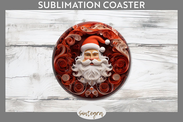 3D Christmas Santa Claus Round Coaster Sublimation Sublimation Sintegra 