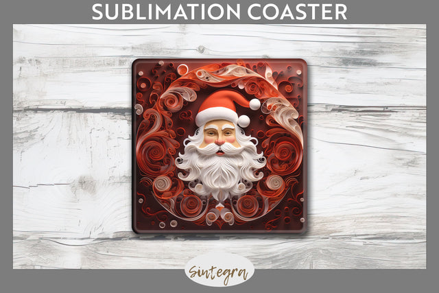 3D Christmas Santa Claus Square Coaster Sublimation Sublimation Sintegra 