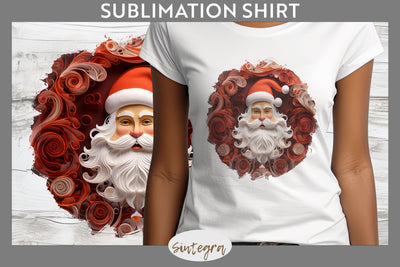 3D Christmas Santa Claus T-shirt Sublimation Sublimation Sintegra 