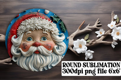 3D Christmas Santa Keychain Round Design PNG Sublimation Sublimation afrosvg 