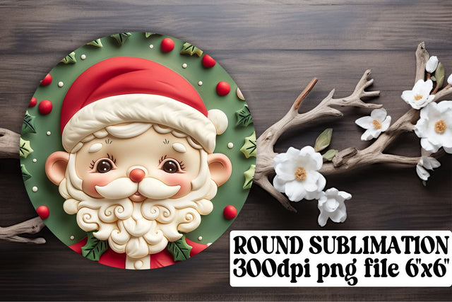 3D Christmas Santa Keychain Round Design PNG Sublimation Sublimation afrosvg 