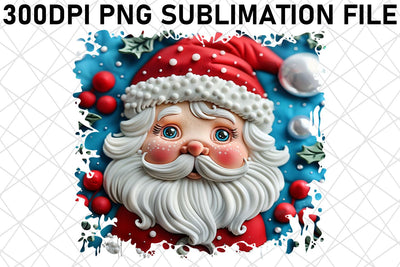 3D Christmas Santa Printable PNG Sublimation Sublimation afrosvg 