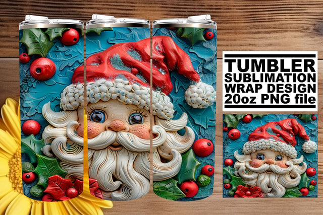 3D Christmas Santa Wrap | 20oz Tumbler Sublimation Sublimation afrosvg 