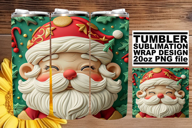 3D Christmas Santa Wrap | 20oz Tumbler Sublimation Sublimation afrosvg 
