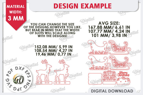 3D Christmas Sleigh Laser Cut. Christmas Decoration SVG SVG Evgenyia Guschina 