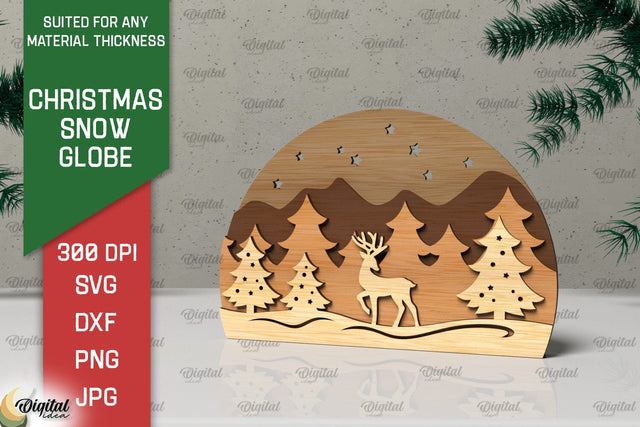 3D Christmas Snow globe Laser Cut. Xmas layered Decor SVG SVG Evgenyia Guschina 