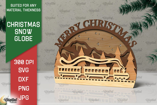 3D Christmas Snow globe Laser Cut. Xmas layered Decor SVG SVG Evgenyia Guschina 