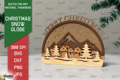 3D Christmas Snow globe Laser Cut. Xmas layered Decor SVG SVG Evgenyia Guschina 