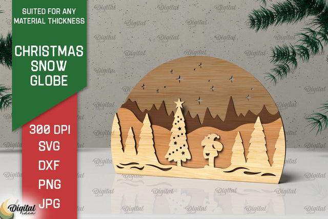 3D Christmas Snow globe Laser Cut. Xmas layered Decor SVG SVG Evgenyia Guschina 