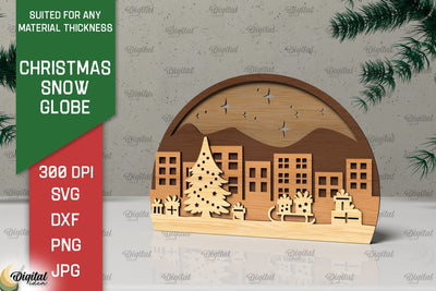 3D Christmas Snow globe Laser Cut. Xmas layered Decor SVG SVG Evgenyia Guschina 