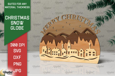 3D Christmas Snow globe Laser Cut. Xmas layered Decor SVG SVG Evgenyia Guschina 