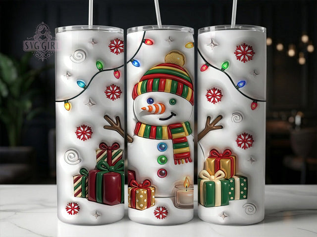3D Christmas Snowman 20oz Tumbler, Snowman Tumbler Wrap, 3D Inflated Snowman, Puffy Snowman, Christmas Snowman PNG, Festive Snowman Art, Cute Christmas Tumbler, Sublimation Snowman Sublimation SvggirlplusArt 