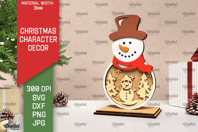 3D Christmas snowman decor Laser Cut. Xmas layered SVG SVG Evgenyia Guschina 