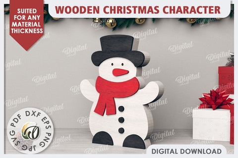 3D Christmas Snowman Laser Cut. Christmas Decor SVG SVG Evgenyia Guschina 